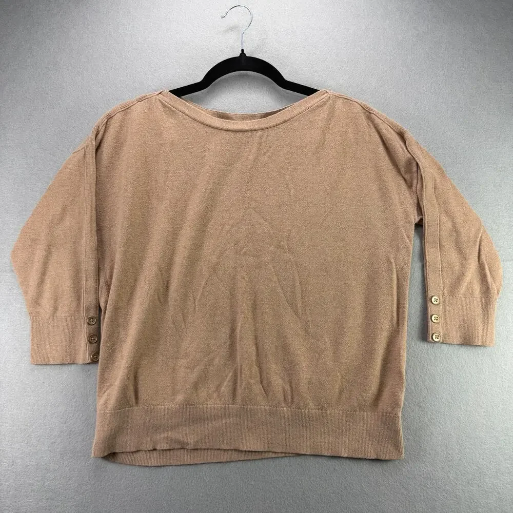 Banana Republic Women’s Tan Long Sleeve Top Petite S Button Cuffs